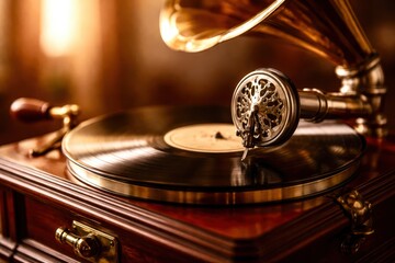 A record player with a record on it