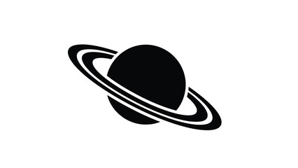 A simple black silhouette of the planet saturn with prominent rings © MdMostafa