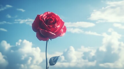 Beautiful red rose nature sky clouds flower love romance