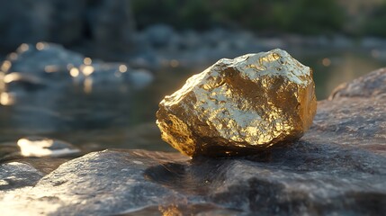 Gold rock nature shiny treasure precious metal stone river