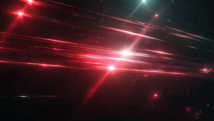 Abstract composition of glowing red and white lights streaking across a dark space