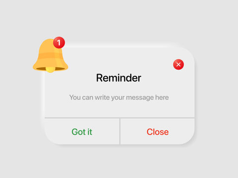 Reminder notification pop up template. Business planning ,events, reminder and timetable page vector illustration EPS10.