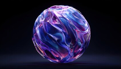 Fototapeta premium A vibrant, abstract orb with swirling patterns and a gradient color scheme of purple and blue