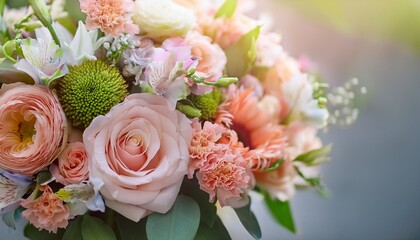 Summer Bouquet Beautiful Pastel Colored Fresh Flower Arrangement Birthday Or Weddding Bouquet Made Of Summer Flowers