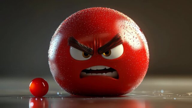 Funny Angry Expression Concept with Red Round Character