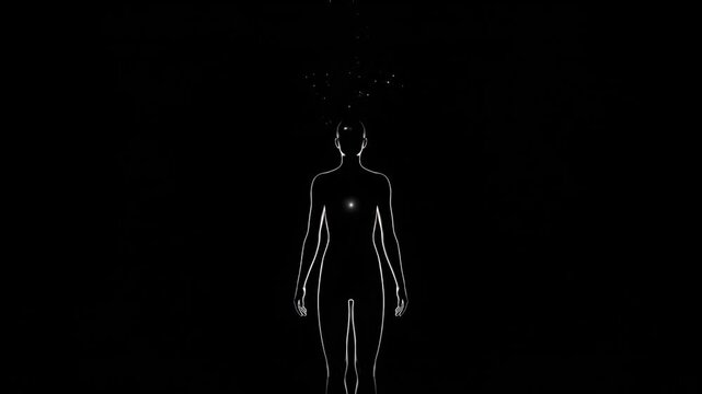Glowing heart light silhouette minimal spiritual glowing chest human silhouette light chest dark