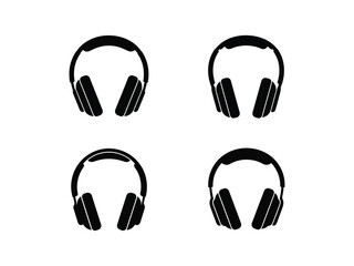 Obraz premium Simple black and white illustration depicting four pairs of headphones