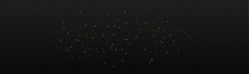 Glowing green magic dust floats in the dark air. Soft emerald particles shimmer with cinematic bokeh and haze. This abstract scene feels mystical, fresh, and perfect for fantasy designs. © IvanLi