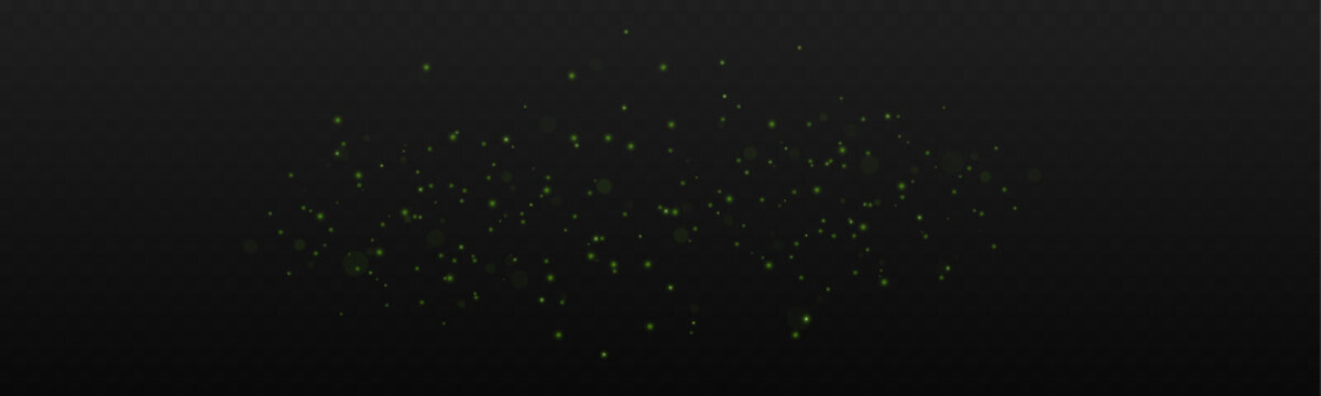 Glowing green magic dust floats in the dark air. Soft emerald particles shimmer with cinematic bokeh and haze. This abstract scene feels mystical, fresh, and perfect for fantasy designs.
