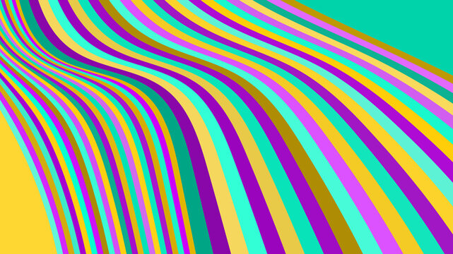 Vibrant Multi-Colored Wavy Stripes Pattern, Funky Optical Illusion Background With Bright & Bold Stripes Design for Modern Art Projects