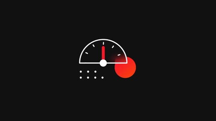 This sleek gauge icon with a bright red accent represents high speed performance and system optimization on a minimalist dark digital dashboard view