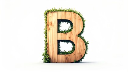 Wooden Letter B with Green Foliage