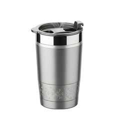 Stainless steel tumbler with clear lid and perforated design