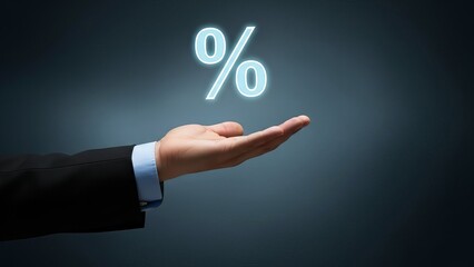 Hand Offering Percentage Symbol image photo