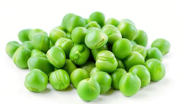 Video Fresh green peas arranged on a clean white surface