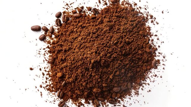 Video A stack of coffee beans on a white background