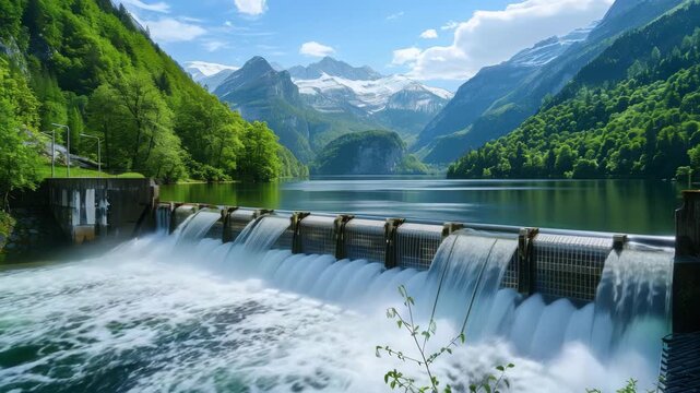 Modern Hydroelectric Power Plant in Scenic Mountain Valley