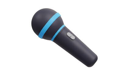 Black wireless microphone with blue stripes on white background