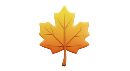 Orange Maple Leaf Illustration Isolated on White Background