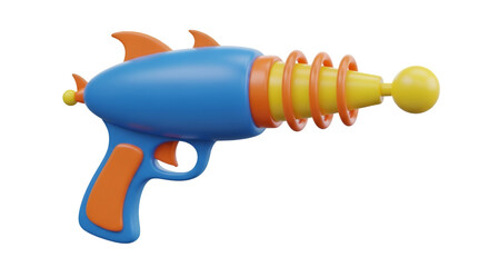 Blue and orange toy water gun on white background