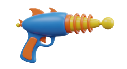 Blue and orange toy water gun on white background