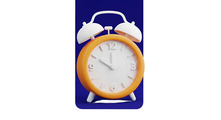 Yellow Alarm Clock on Blue Background