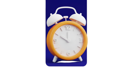 Yellow Alarm Clock on Blue Background