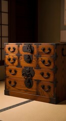 vintage wooden weardrobe with metal handle