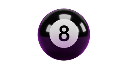 Purple eight ball on white background