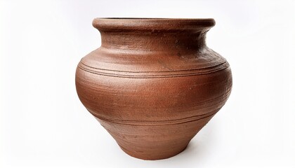 antique clay pot vase vessel pottery jug earthenware artifact ancient rustic vintage home decor isolated on white background