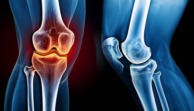 distal femur and proximal tibia with osteoporotic compression fracture detail