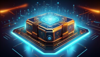 a futuristic bitcoin container emits an enchanting glow the intricate design captures the essence of cryptocurrency innovation and modern technology generative ai
