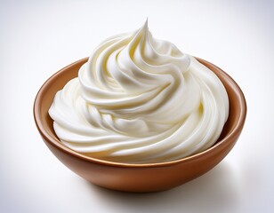 a luscious swirl of whipped cream a delightful peak of airy texture and creamy perfection against a bright white backdrop