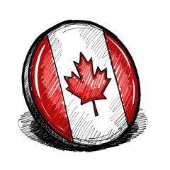 Hand Drawn Canada Day Ball with Maple Leaf in Red and White Patriotic Sketch Illustration on White Background