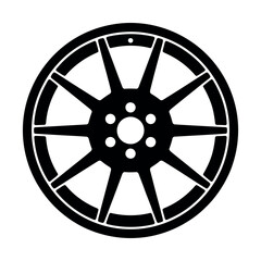 Obraz premium Black car wheel rim isolated on white background