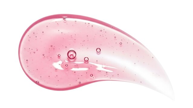 Pink serum oil sample. Cosmetic product swatch isolated on transparent background