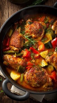 Deftige H&auml;hnchen-Gem&uuml;se-Pfanne im Landhausstil