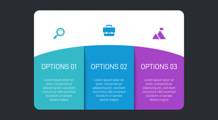 Progress bar featuring 3 arrow-shaped elements, symbolizing the three stages of business strategy and progression. Clean timeline infographic design template. Vector for mobile presentation.