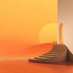 Sunset stairway in desert