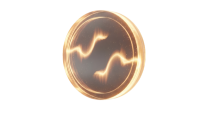 A mysterious glowing orange circle encasing dynamic wavy energy patterns on a dark background.