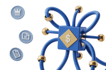 Financial Network Connection in Modern Blue and Gold with Futuristic Design for Business and Finance