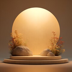 Minimalist floral arrangement with moonlight