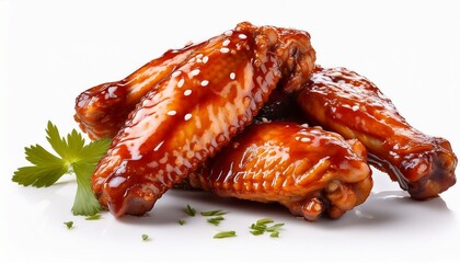 deliciously glazed chicken wings isolated on white background