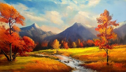 Original Oil Painting Of Autumn Landscape