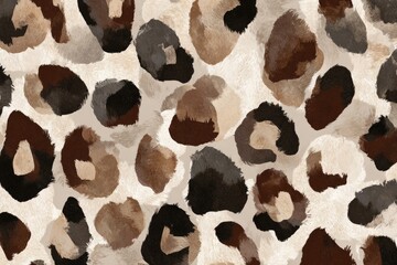 Abstract leopard print background featuring irregular brown and beige spots on a textured surface
