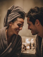 Couple in Robes Enjoying Spa Day