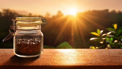 Coffee Bean Jar In Morning Glow