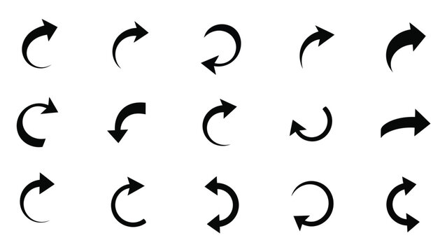Collection of circular arrow icons depicting rotation and cyclical processes
