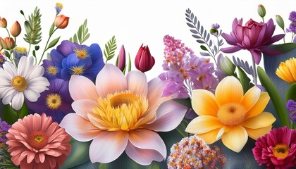 Transparent Background Botanical Illustration Style Flowers Created Using Generative Ai