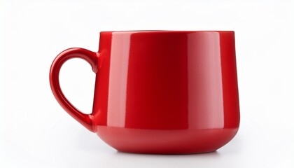 Vibrant Red Ceramic Mug Isolated On White Background